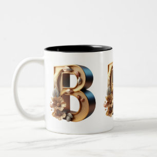 Caneca De Café Em Dois Tons Monograma - Letra B