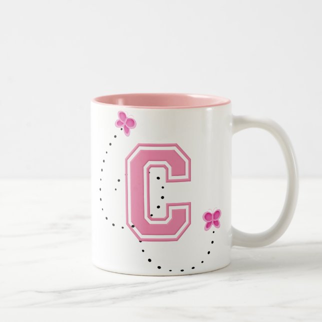 Caneca De Café Em Dois Tons Monograma - Letra C (Direita)