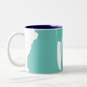 Caneca De Café Em Dois Tons Monograma M3 de Aniversário do Cão Branco Chinês
