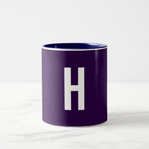 Caneca De Café Em Dois Tons Monograma Nome Próprio Inicial Minimalista Azul Me