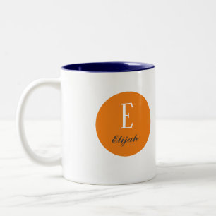 Caneca De Café Em Dois Tons Monograma personalizado e nome inicial
