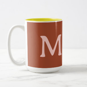Caneca De Café Em Dois Tons Monograma Personalizado Laranja Queimado