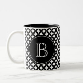 Caneca De Café Em Dois Tons Monograma Preto e Branco Personalizado