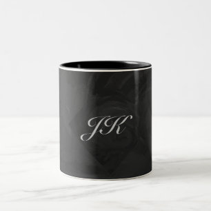 Caneca De Café Em Dois Tons Monograma Preto Kohl Personalizado