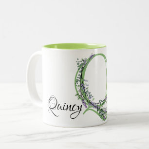 Caneca De Café Em Dois Tons Monograma Q Lavanda Eucalyptus