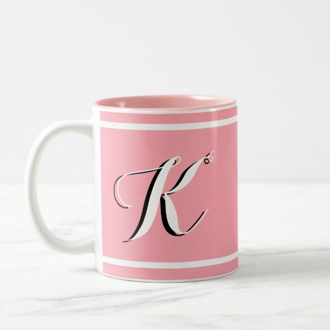 Caneca De Café Em Dois Tons Monograma Rosa (Esquerda)