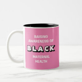 Caneca De Café Em Dois Tons Monograma rosa Consciência da Saúde Materna Preta