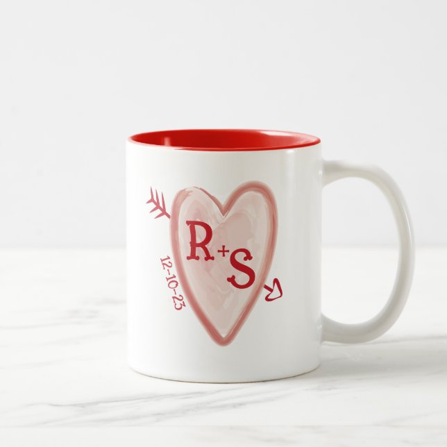 Caneca De Café Em Dois Tons Monograma Rústico (Direita)