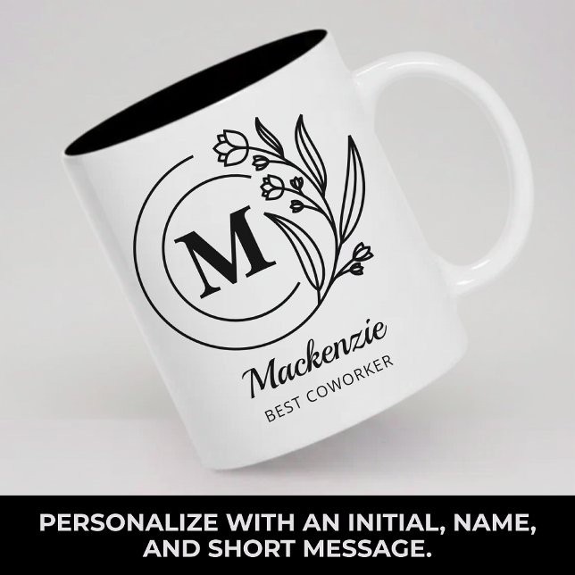 Caneca De Café Em Dois Tons Monograma Rústico Personalizado para Mãe Colega de (Personalized Monogram Mug Gift for Mom Grandma Teacher Lawyer Boss Coworkers or Bridesmaid )