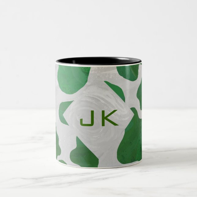 Caneca De Café Em Dois Tons Monograma Verde-Vaca e Branco (Centro)