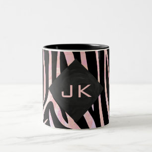 Caneca De Café Em Dois Tons Monograma Zebra Preto e Rosa