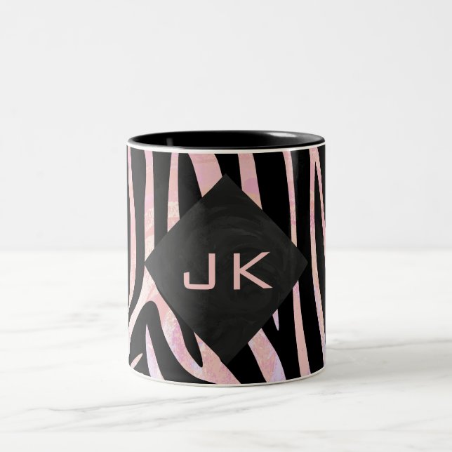 Caneca De Café Em Dois Tons Monograma Zebra Preto e Rosa (Centro)