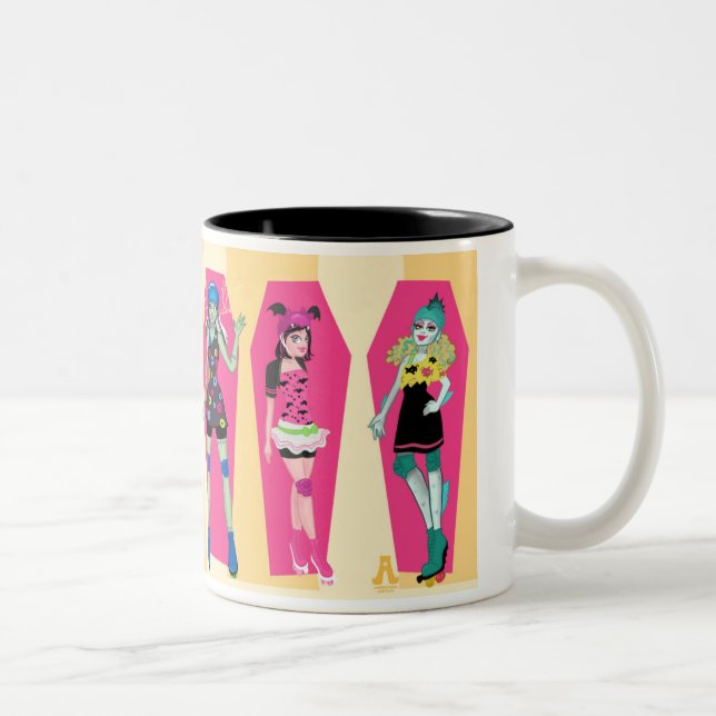 Caneca De Café Em Dois Tons Monster Doll Sexta-Feira Noite Roller Derby Mug (Direita)