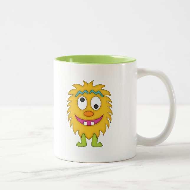 Caneca De Café Em Dois Tons Monstro amarelo bonito+Personalize o nome (Direita)