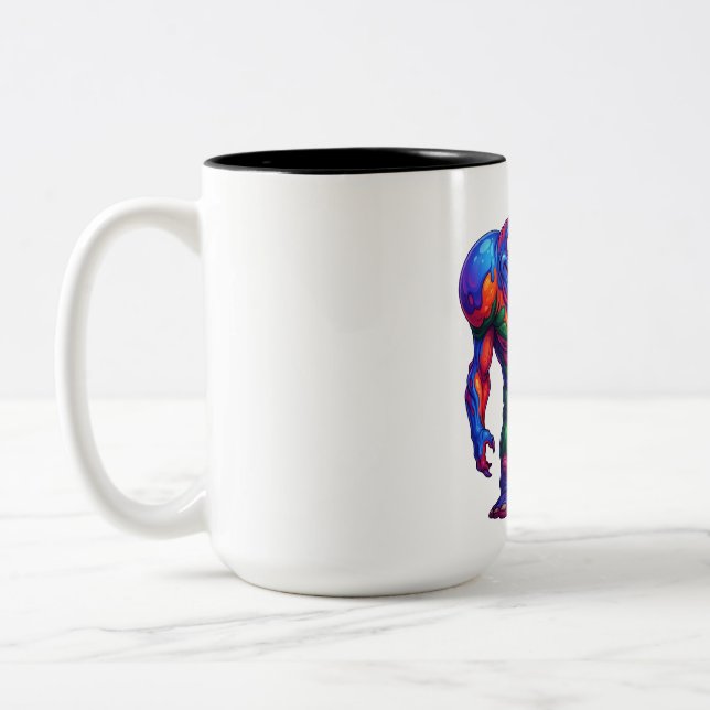 Caneca De Café Em Dois Tons Monstro Arco-Íris Vibrante (Esquerda)