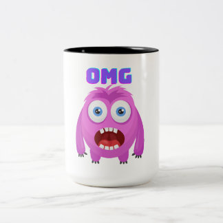 Caneca De Café Em Dois Tons Monstro Bonito Chocado - Desenho Engraçado de Cart