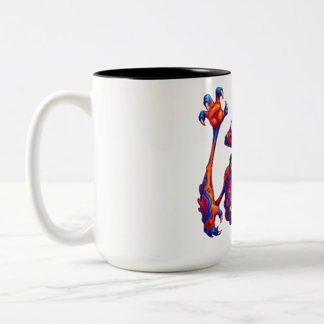 Caneca De Café Em Dois Tons Monstro Cromático com Pintas (Esquerda)