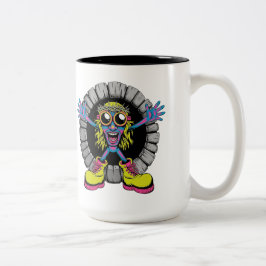 Caneca De Café Em Dois Tons Monstro da Coroa de Espinhos Psicodélica
