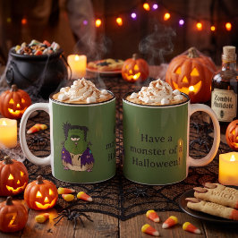 Caneca De Café Em Dois Tons Monstro de hamster Frankenstein engraçado de Hallo