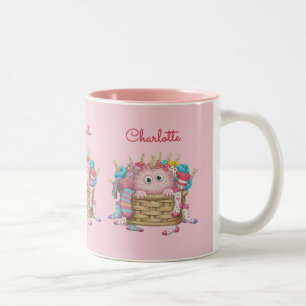 Caneca De Café Em Dois Tons Monstro de Meia Fofo Rosa para Crianças