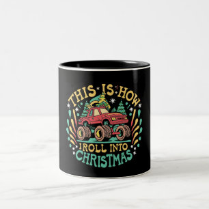 Caneca De Café Em Dois Tons Monstro do Papai Noel Boys Xmas Natal
