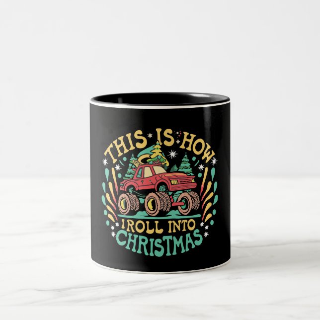 Caneca De Café Em Dois Tons Monstro do Papai Noel Boys Xmas Natal (Centro)