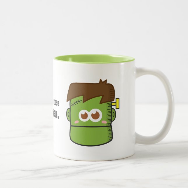 Caneca De Café Em Dois Tons Monstro Frankenstein Fofo (Direita)