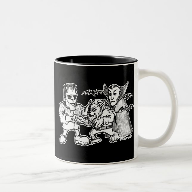 Caneca De Café Em Dois Tons Monstros Engraçados (Direita)