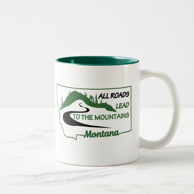 Caneca De Café Em Dois Tons Montana All Roads Leva às Montanhas (Direita)