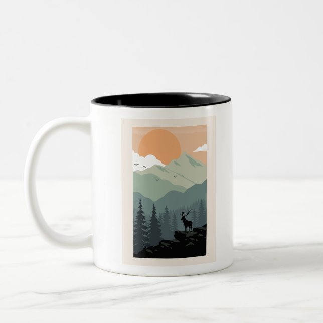 Caneca De Café Em Dois Tons Montanha Arte Montanha Principais Imagens Montanha (Esquerda)