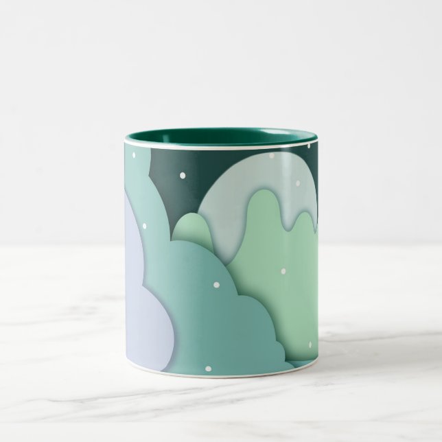 Caneca De Café Em Dois Tons Montanha de Neve de Inverno  (Centro)