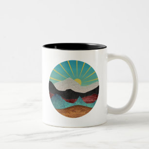 Caneca De Café Em Dois Tons Montanha Fantasia Sunrise