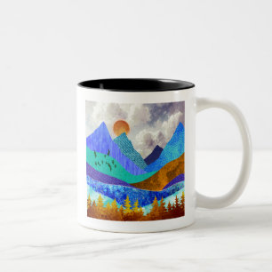 Caneca De Café Em Dois Tons Montanha Vista