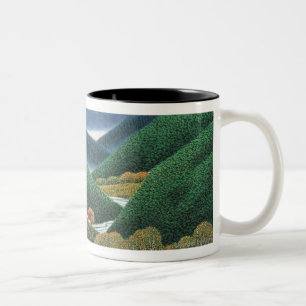 Caneca De Café Em Dois Tons Montanhas do primavera