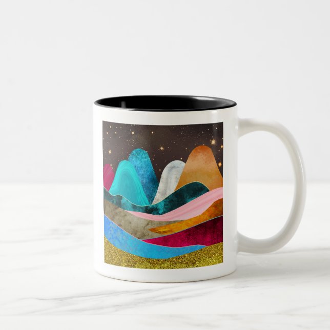 Caneca De Café Em Dois Tons Montanhas Espaciais (Direita)
