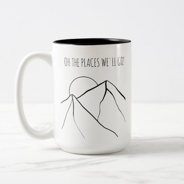 Caneca De Café Em Dois Tons Montanhas Line Art | Oh, os lugares que iremos (Esquerda)