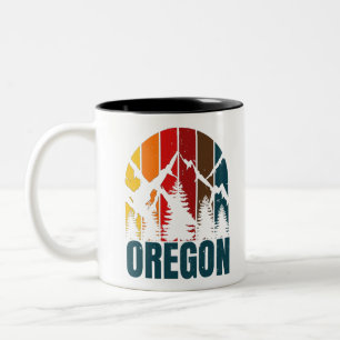 Caneca De Café Em Dois Tons Montanhas Oregon Retrô Vintage