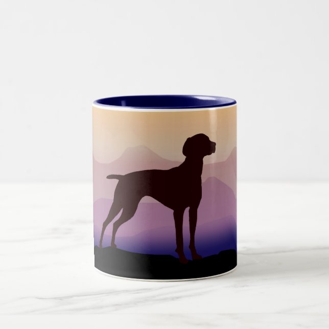 Caneca De Café Em Dois Tons Montanhas roxas Vizsla (Centro)