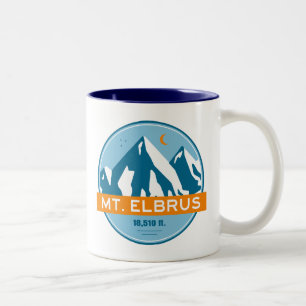 Caneca De Café Em Dois Tons Monte Elbrus Russia Stars Moon