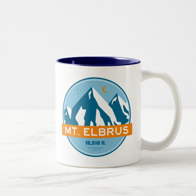 Caneca De Café Em Dois Tons Monte Elbrus Russia Stars Moon (Direita)
