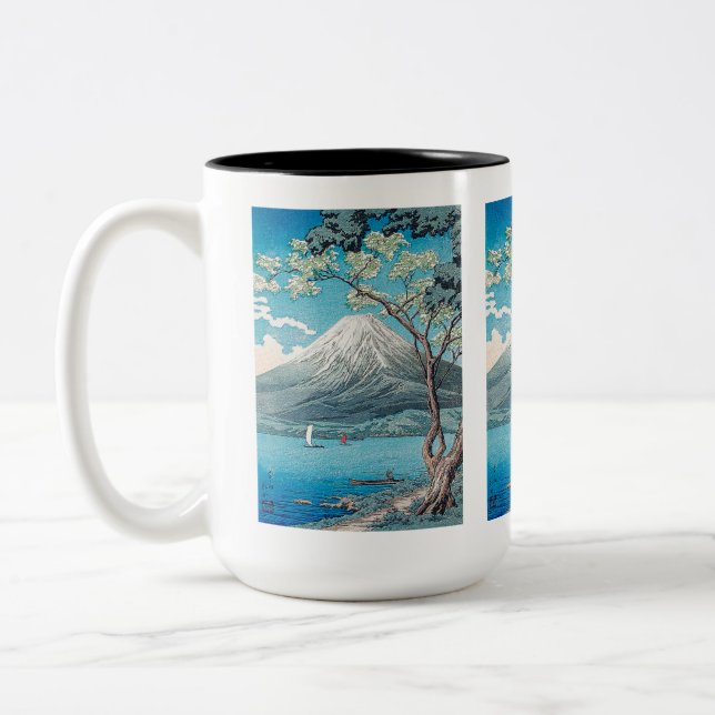 Caneca De Café Em Dois Tons Monte Fuji do lago Yamanaka (Esquerda)