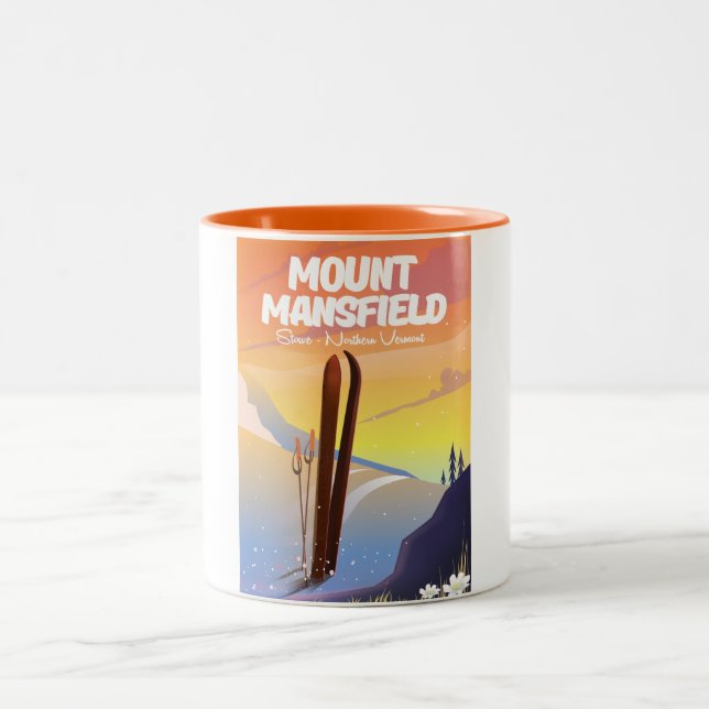 Caneca De Café Em Dois Tons Monte Mansfield,Stowe norte Vermont ski (Centro)