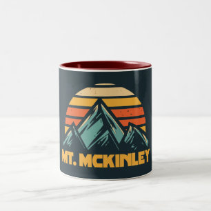 Caneca De Café Em Dois Tons Monte McKinley Alaska Retro Turquoise
