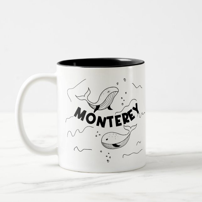 Caneca De Café Em Dois Tons Monterey California Whales (Esquerda)
