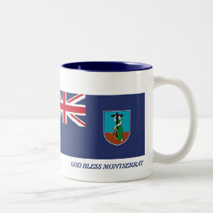 Caneca De Café Em Dois Tons MONTSERRAT FLAG - Escritura Personalizada Branca