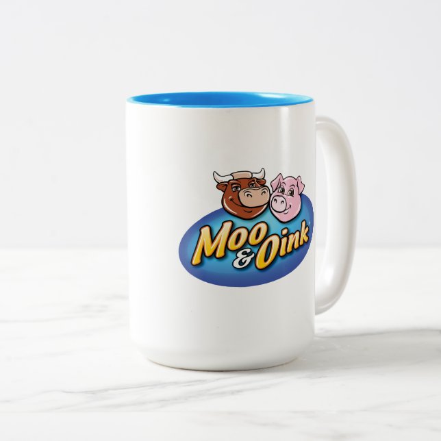 Caneca De Café Em Dois Tons Moo & Oink Coffee Mug (Frente Esquerda)