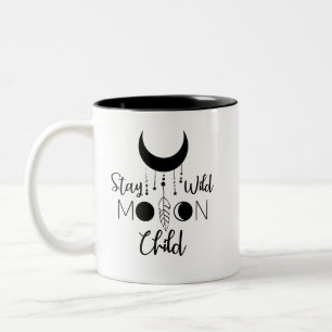 Caneca De Café Em Dois Tons Moon Child Mug - Boho Espiritual Dotado por Ela