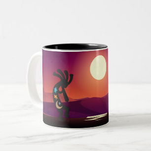 Caneca De Café Em Dois Tons Moon Kokopelli Sudoeste