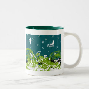 Caneca De Café Em Dois Tons Moon Stars Swirl Paint Splat