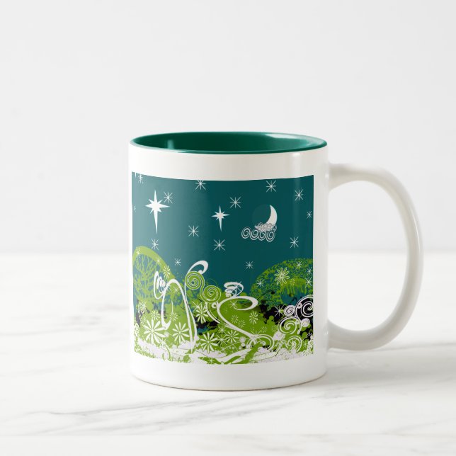 Caneca De Café Em Dois Tons Moon Stars Swirl Paint Splat (Direita)